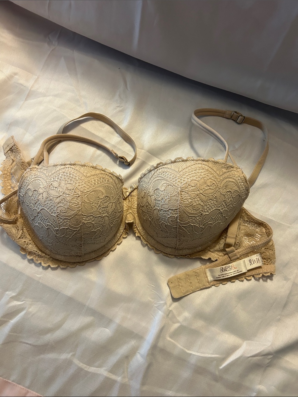 Gilligan & O'Malley Cream Lace Push-Up Bra with Adjustable Straps